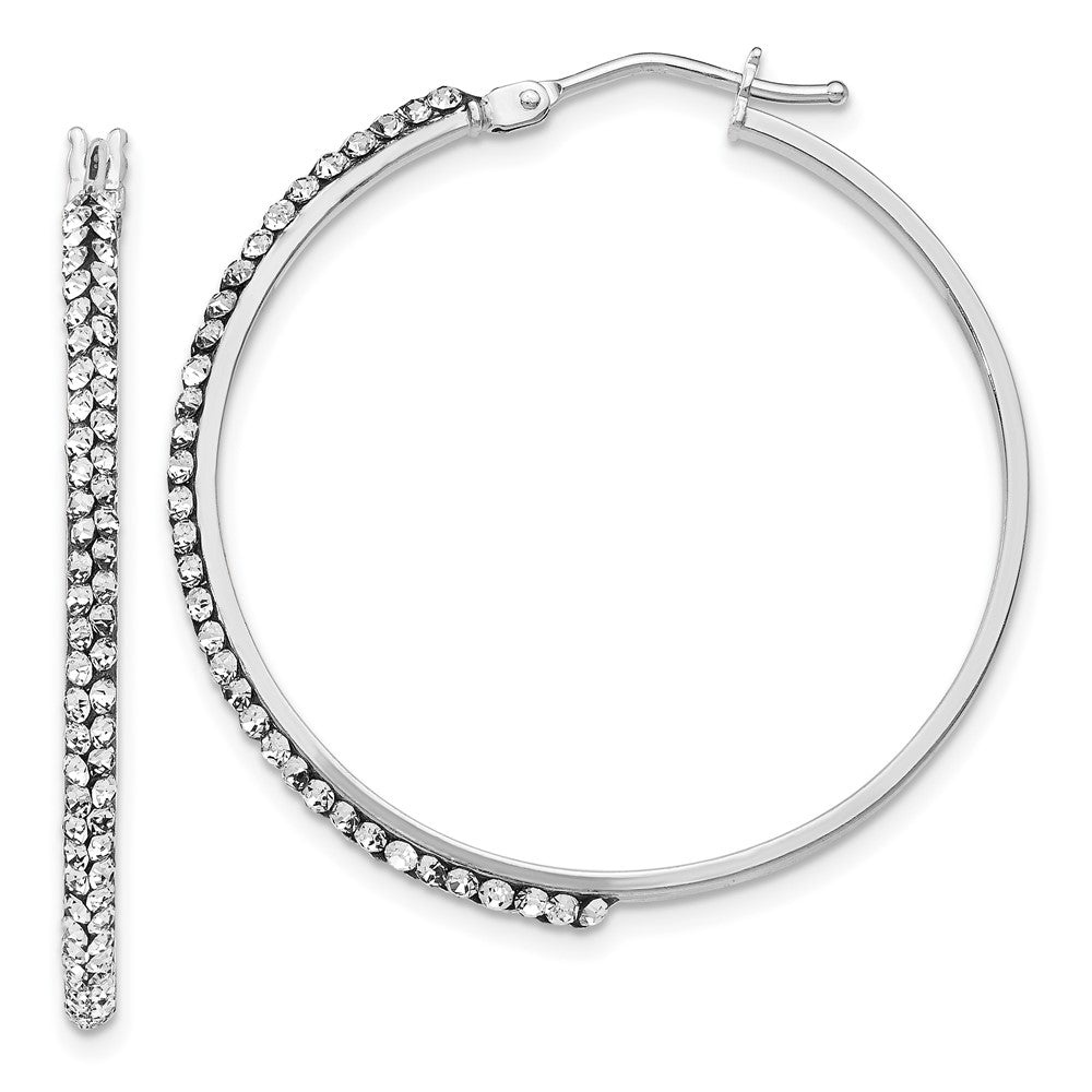 14K w/Wht RH-plating Crystals from Swarovski Hoop Earrings