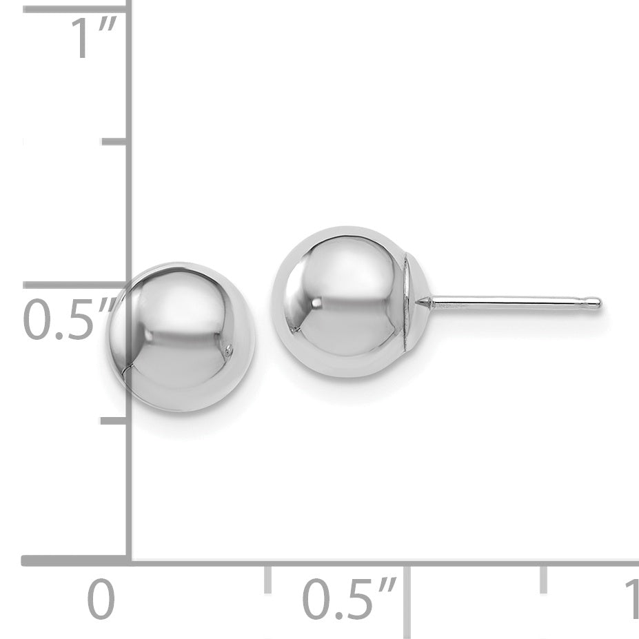 14K White Gold Polished 7mm Ball Post Earrings