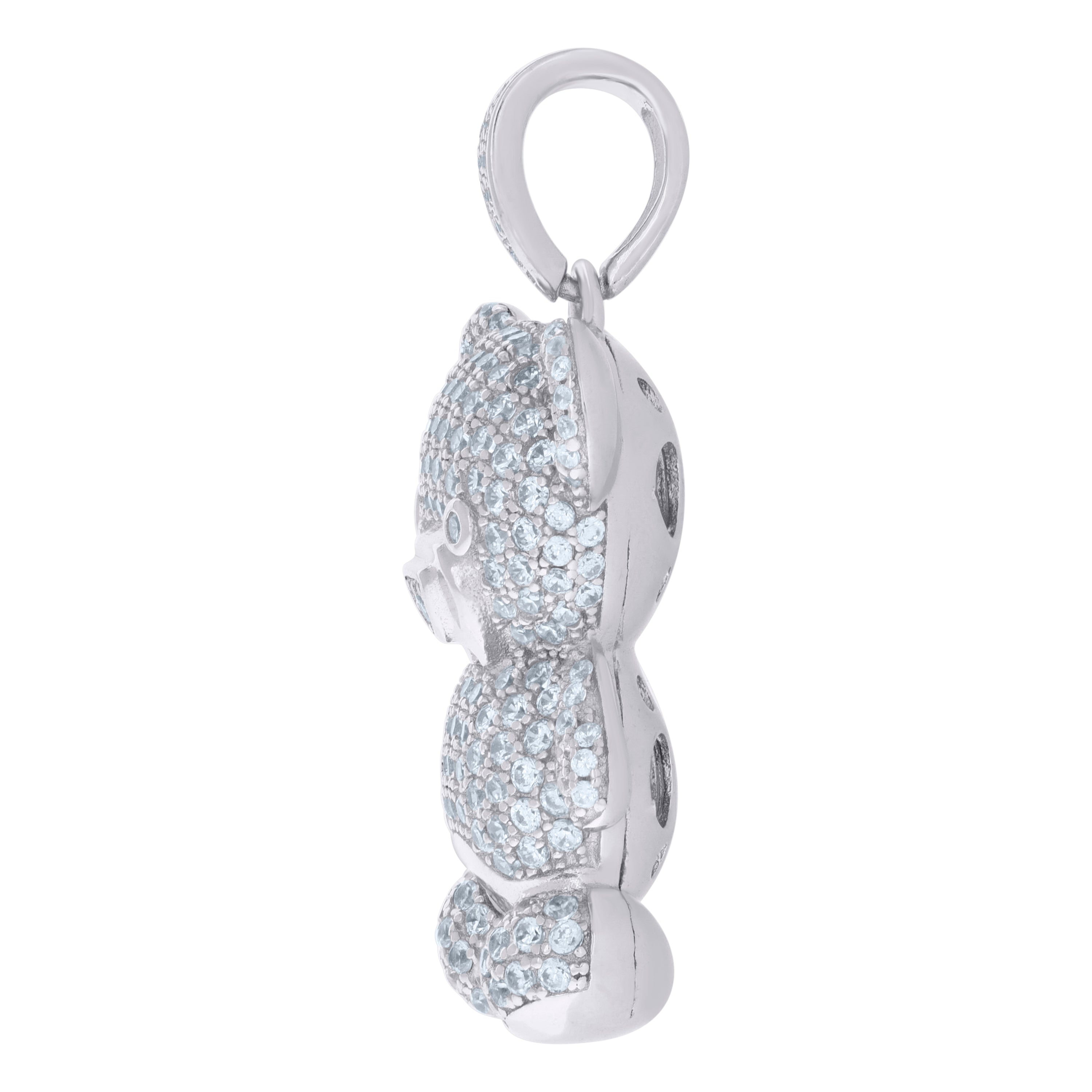 925 Sterling Silver Mens Cubic-Zirconia Teddy Bear Fashion Charm Pendant