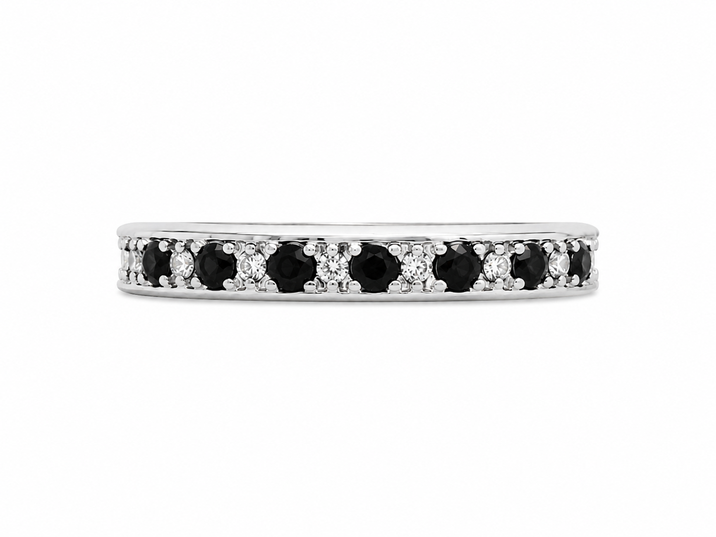 10KT White Gold 1.00 CTW Black and White Diamond Band [17H25]