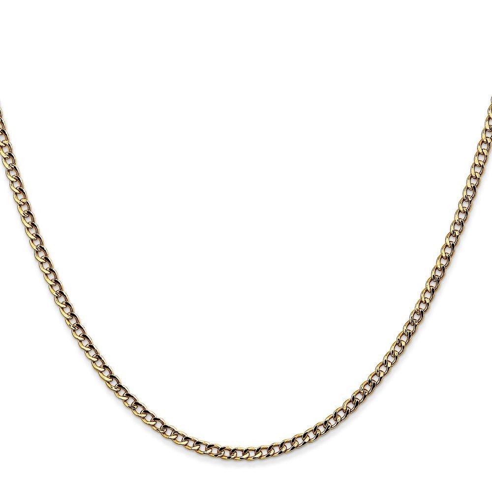 14K 20 Inch 2.5Mm Semi-Solid Curb With Lobster Clasp Chain