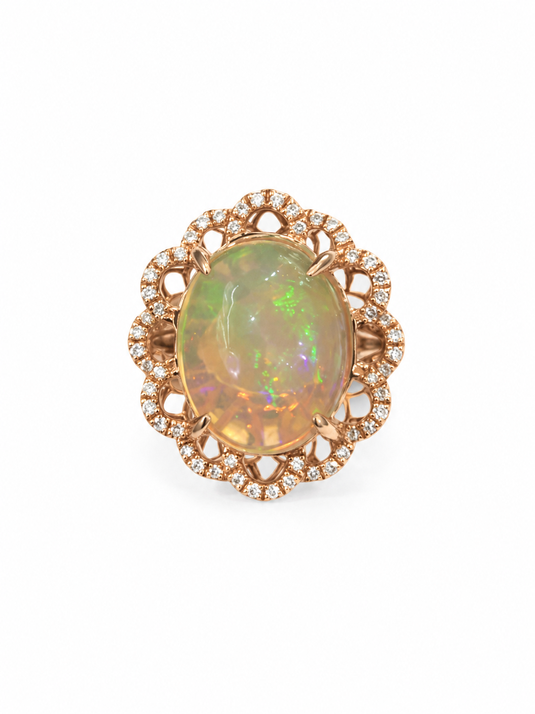 14KT Rose Gold 0.36CTW 5.73 STW Opal Diamond Ring [K39H]