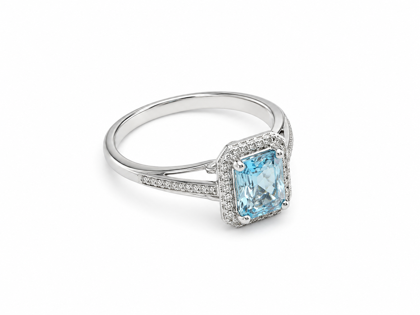 10KT White Gold 0.16 CTW 2.00 STW London Blue Topaz Diamond Ring [K1T]