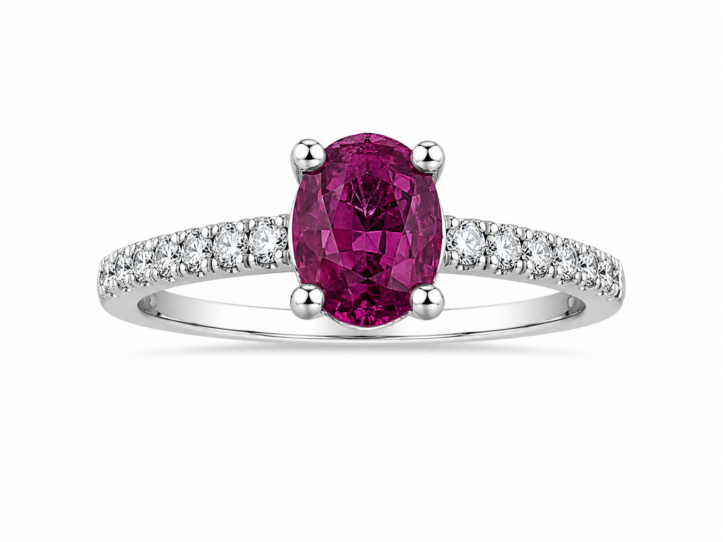14KT White Gold 1.00 CTW 1.6 STW Ruby Diamond Ring [K5T]