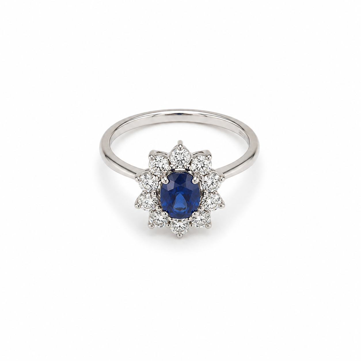 14KT White Gold 0.23 CTW 1.17 STW Sapphire Diamond Ring [K24H]
