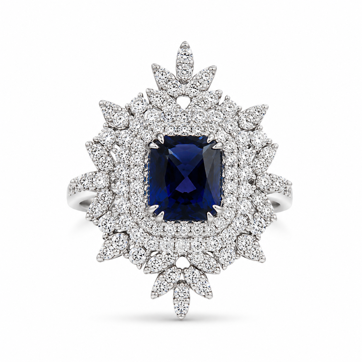 18KT White Gold 2.28 CTW 3.20 STW Sapphire Diamond Ring [K19T5H]