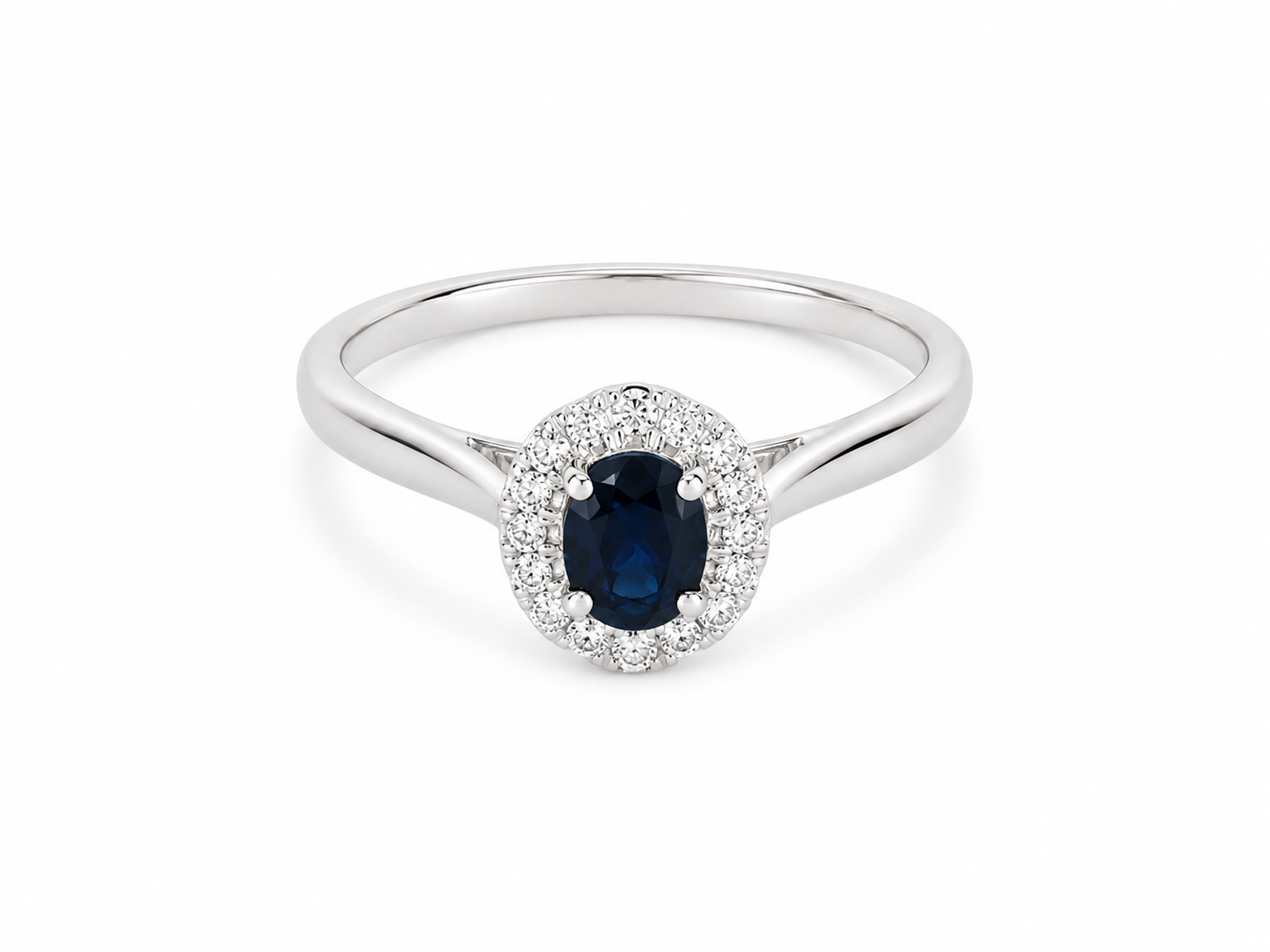 18KT White Gold 0.18 CTW 0.85 STW Sapphire Diamond Ring [K28H]