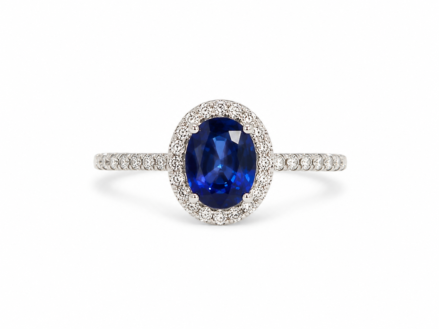 10KT White Gold 0.25 CTW 1.00 STW Sapphire Diamond ring [K18H]