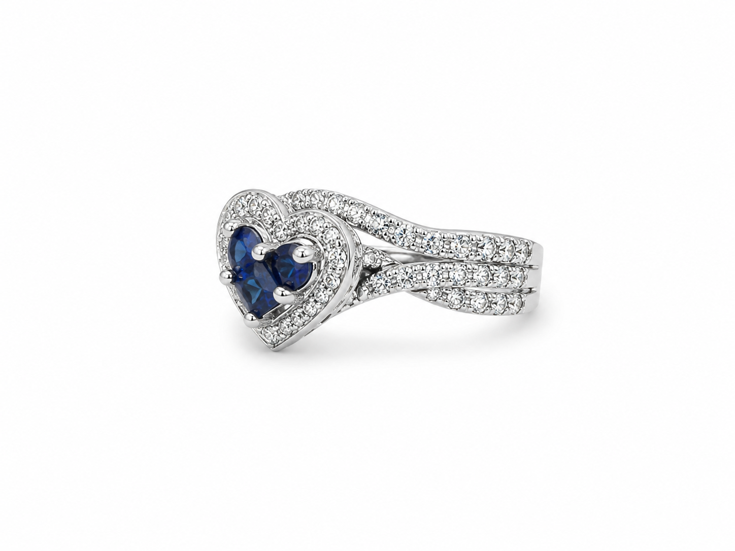 14KT White Gold 0.75 CTW 0.40 STW Sapphire Diamond Ring [K35H]