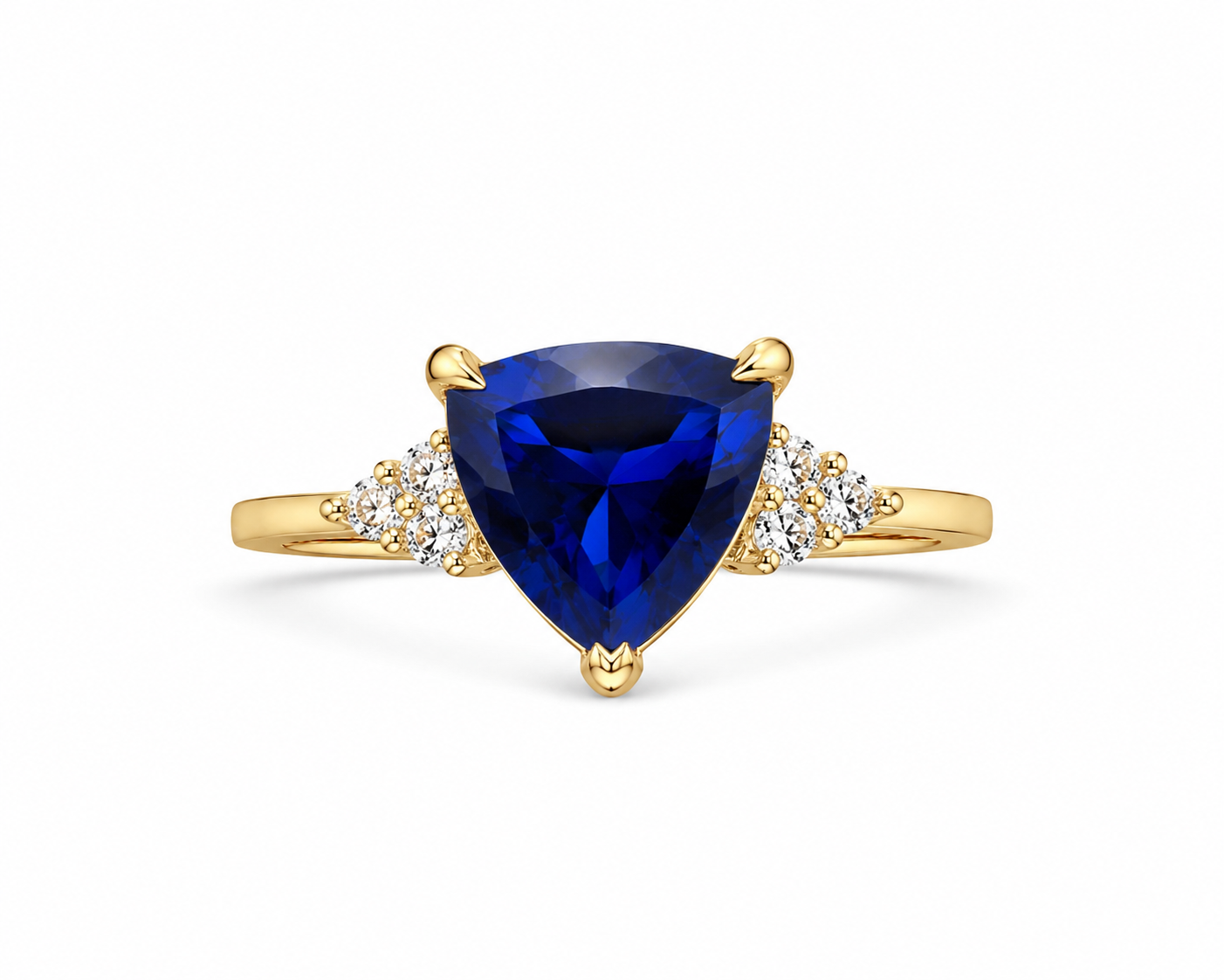 14KT Yellow Gold 0.20 CTW 3.00 STW Diamond Sapphire Ring [K38H]