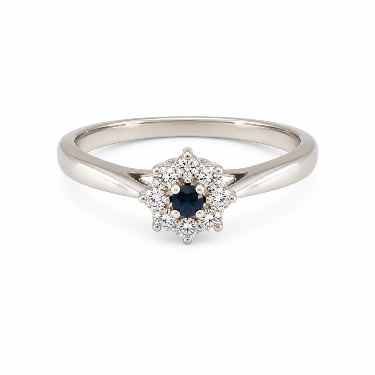 18KT White Gold 0.45 CTW 0.10 STW Sapphire Diamond Ring [K34H]