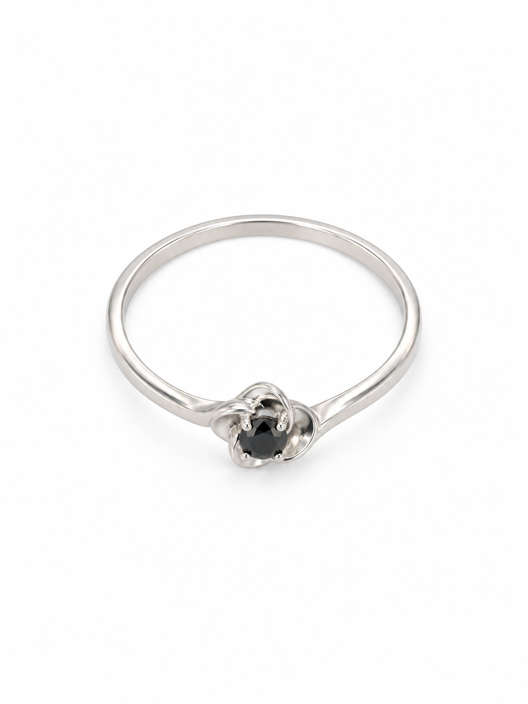 10KT White Gold 0.14 CTW Black Diamond Ring [K4H]