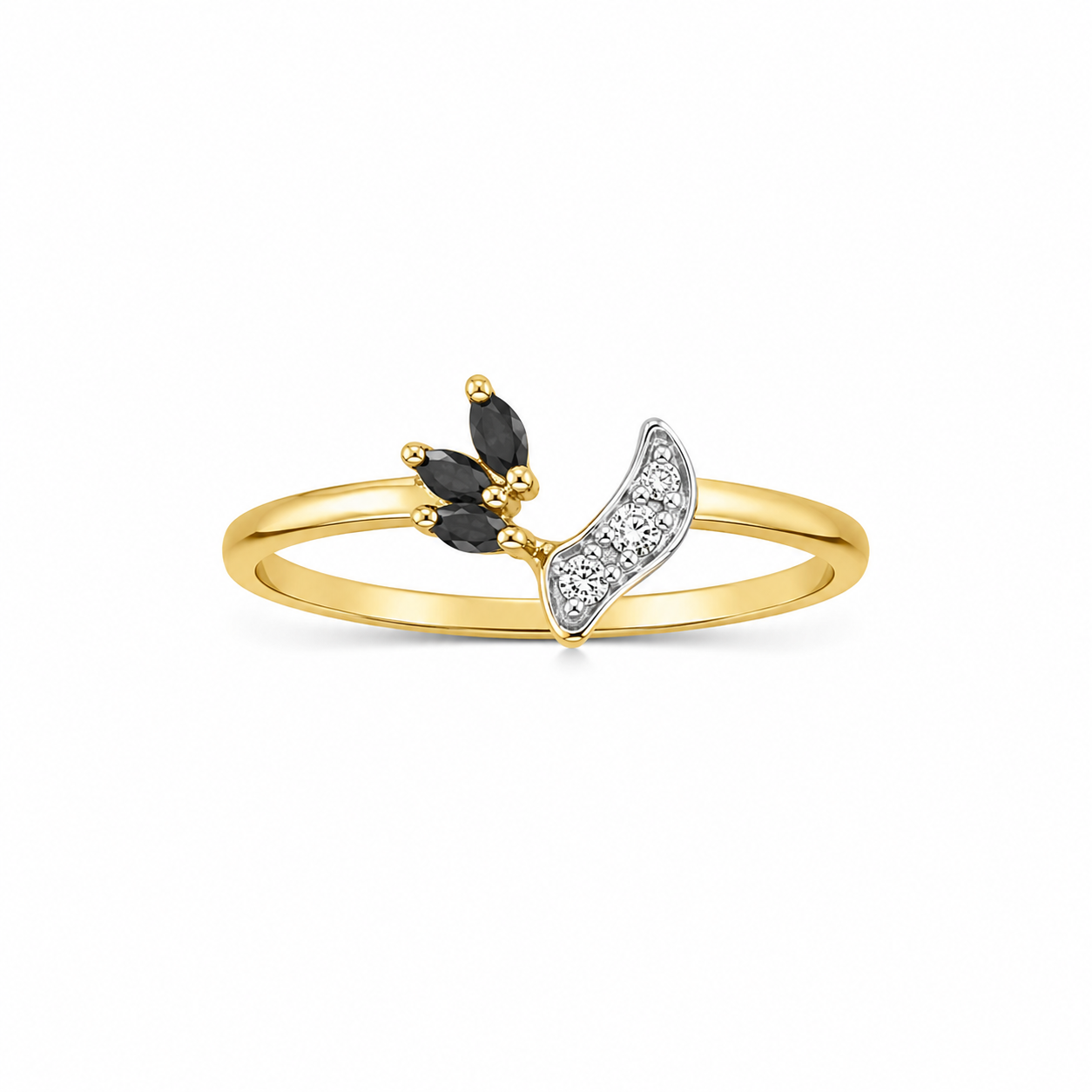14KT Yellow Gold 0.02 CTW 0.15 STW Sapphire Diamond Enhancer Ring [K5H]