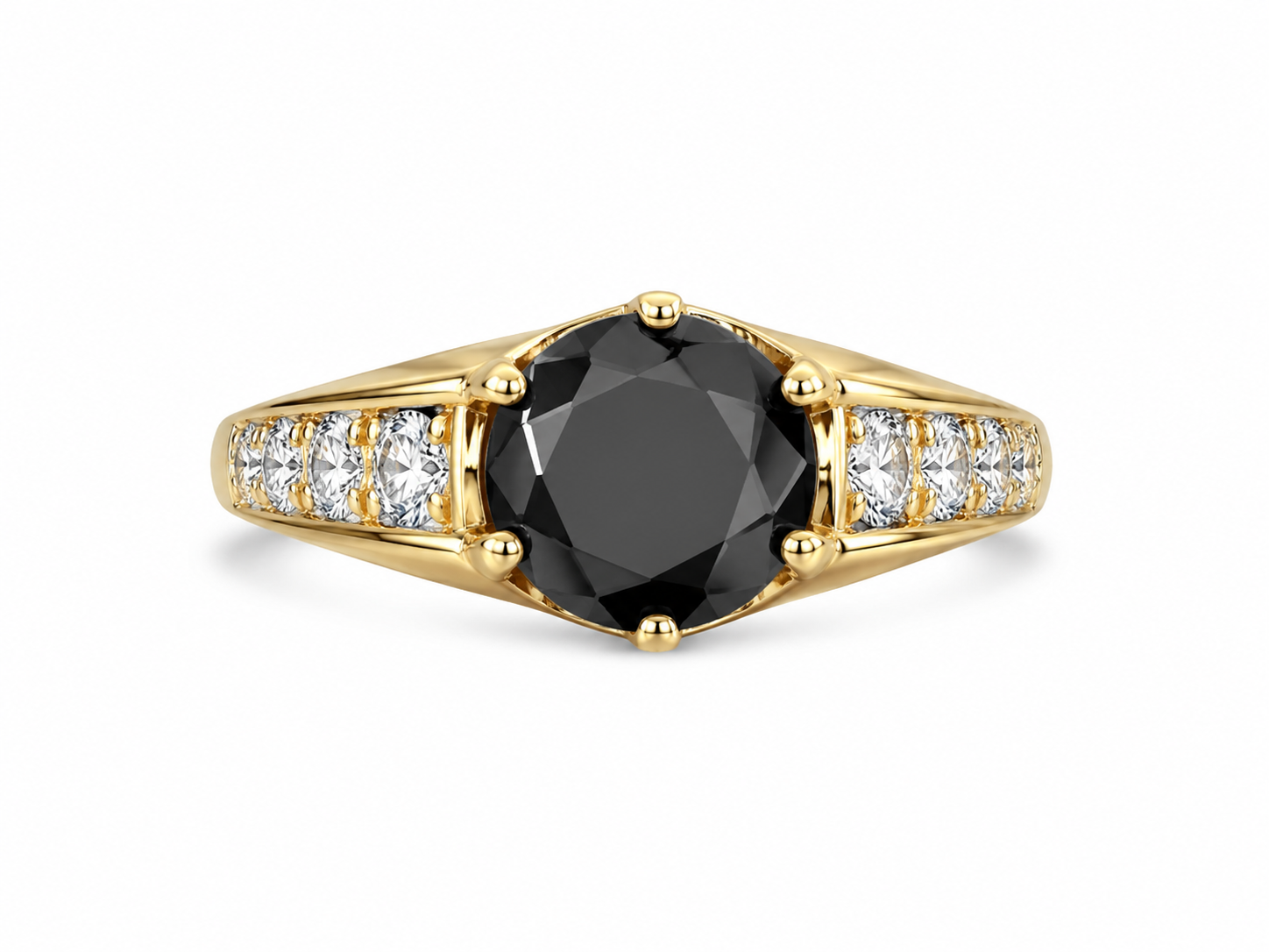 14KT Yellow Gold 0.40 CTW 2.00 STW Black Diamond Ring [K33H]