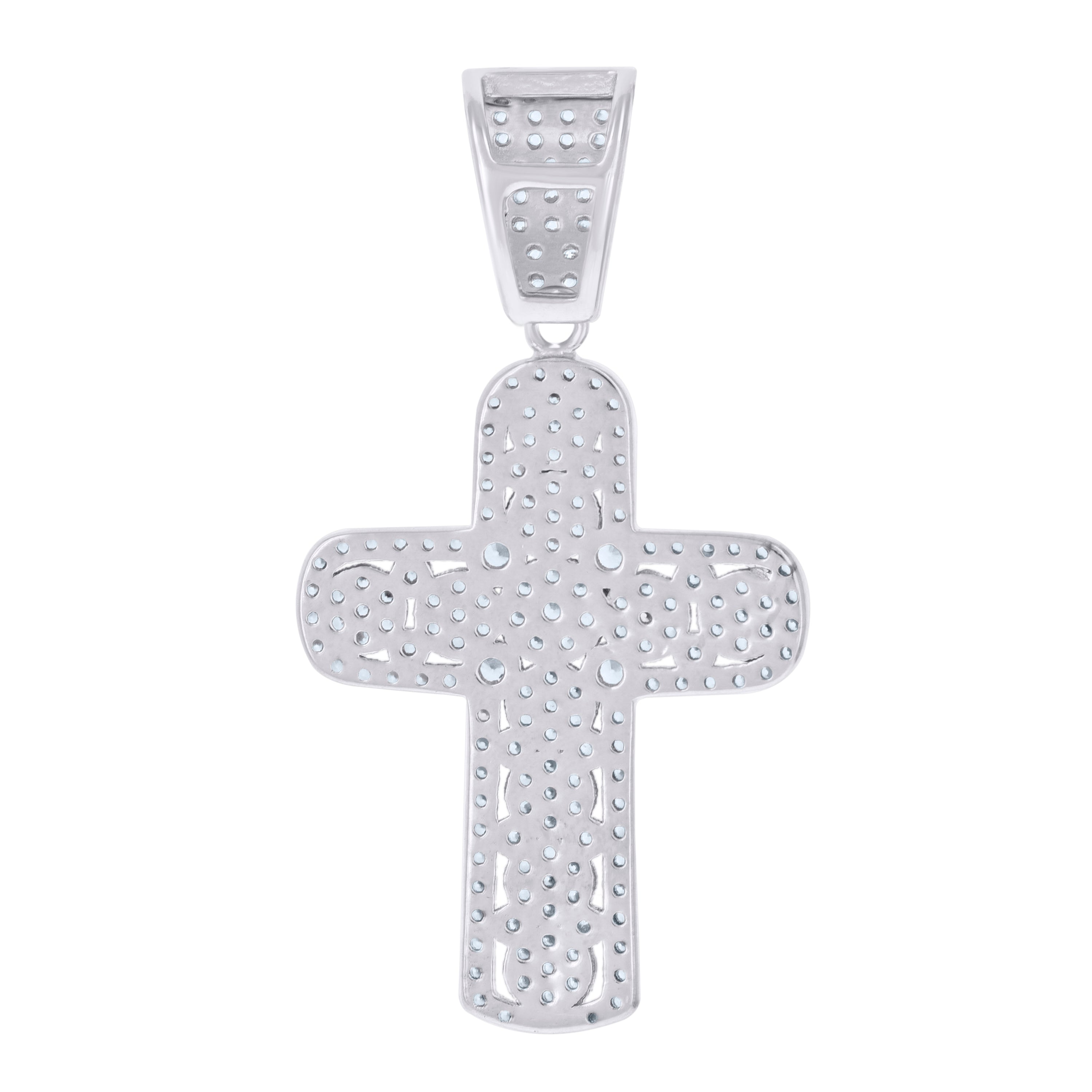 925 Sterling Silver Mens Cubic Zirconia Cross Religious Charm Pendant