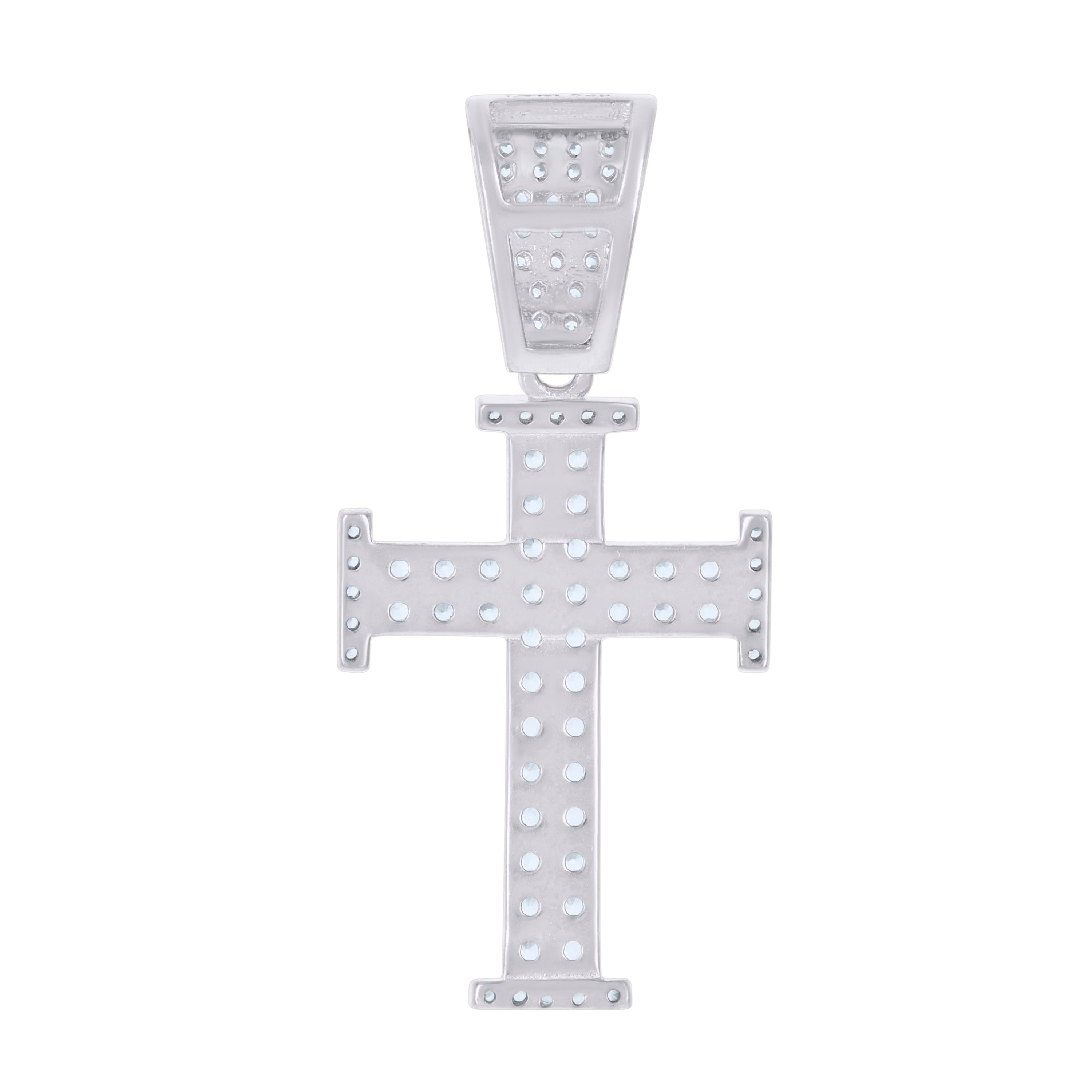 925 Sterling Silver Mens Cubic Zirconia Cross Religious Charm Pendant
