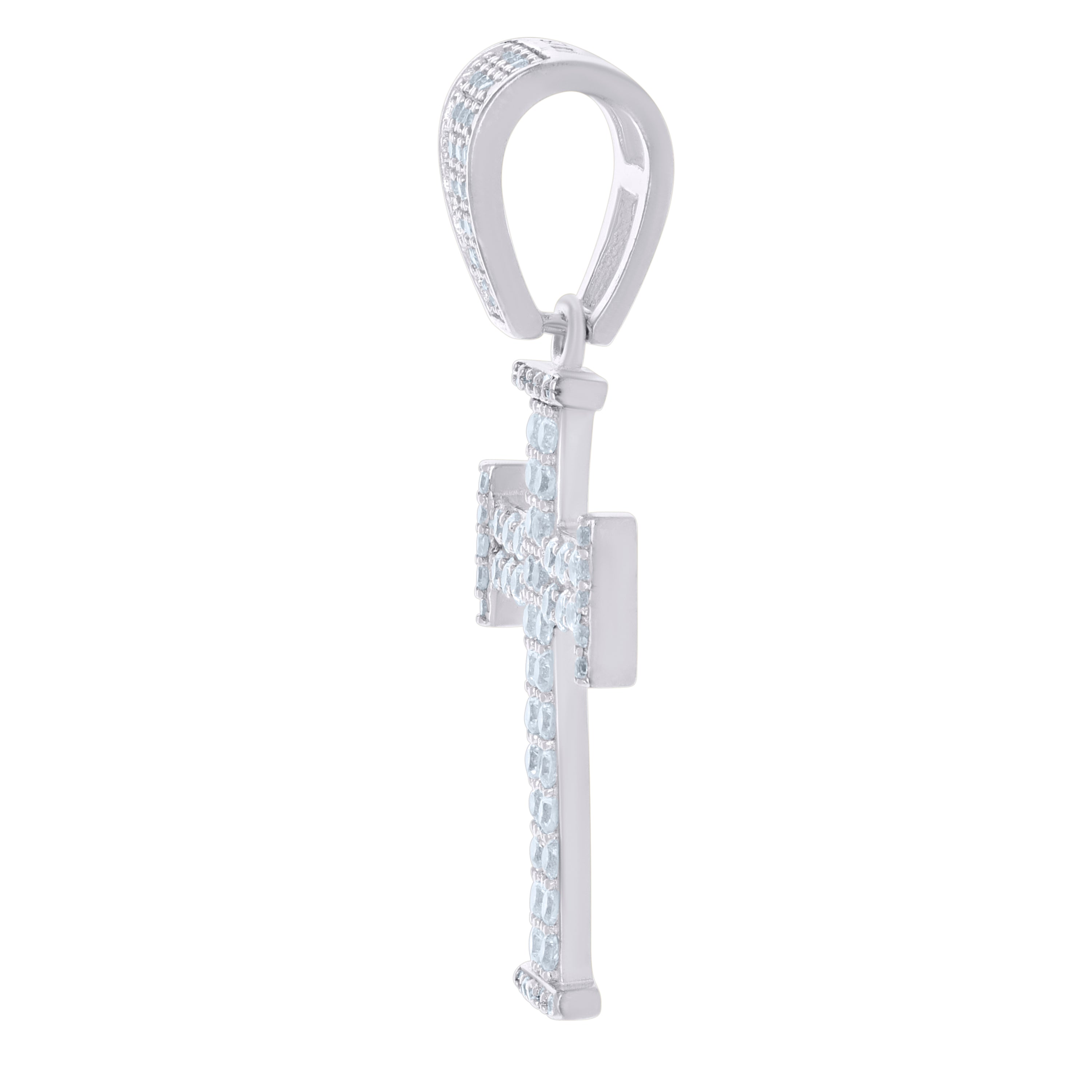 925 Sterling Silver Mens Cubic Zirconia Cross Religious Charm Pendant
