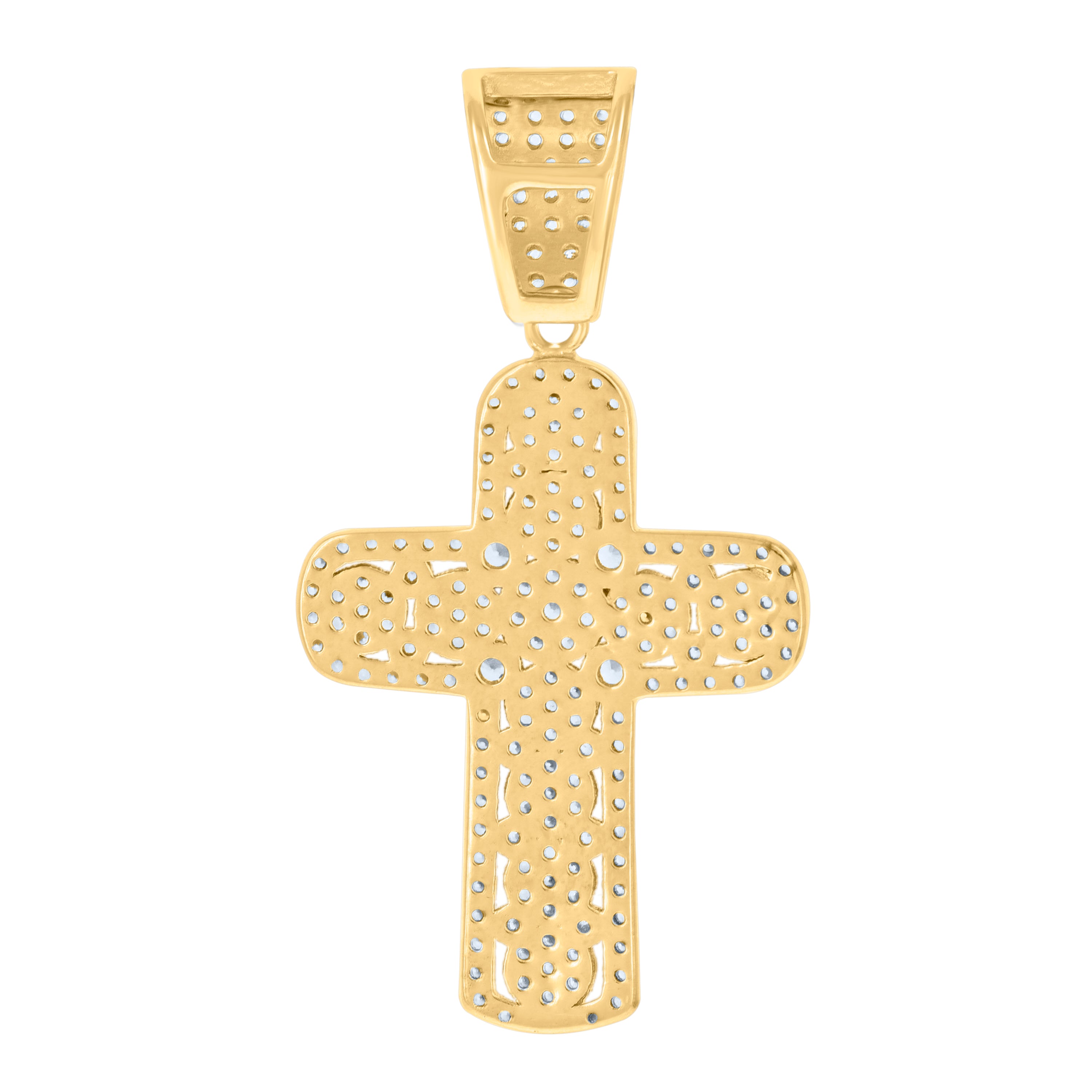 925 Sterling Silver Yellow-Tone Mens Cubic-Zirconia Cross Religious Charm Pendant