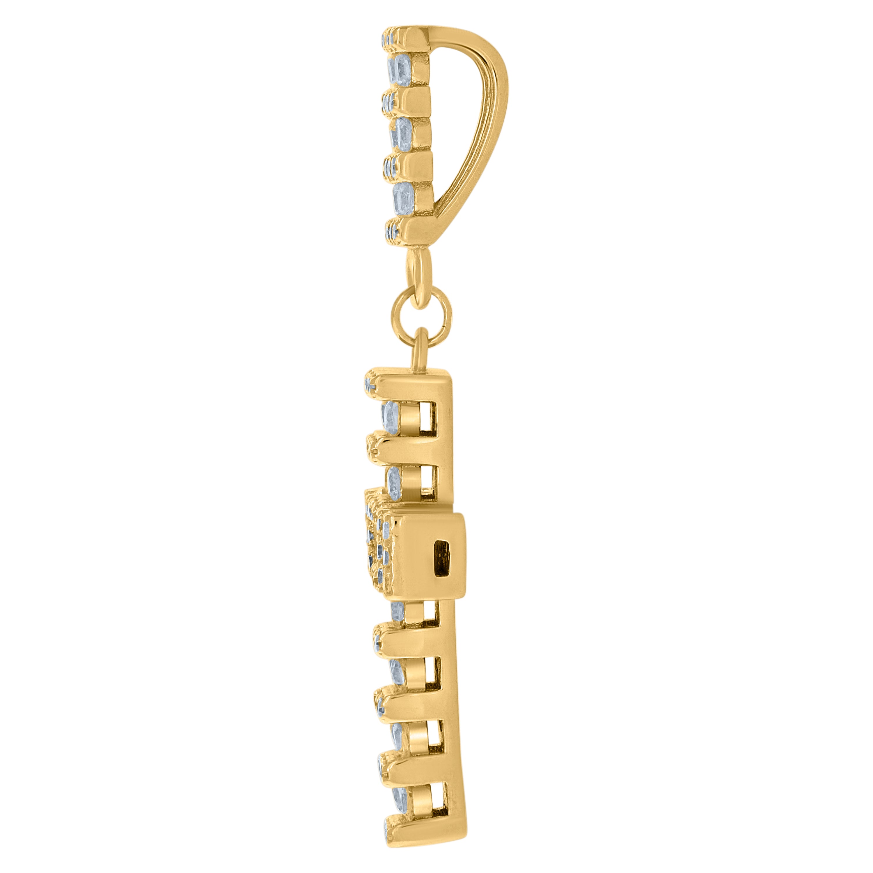 925 Sterling Silver Yellow-Tone Mens Cubic-Zirconia Cross Religious Charm Pendant