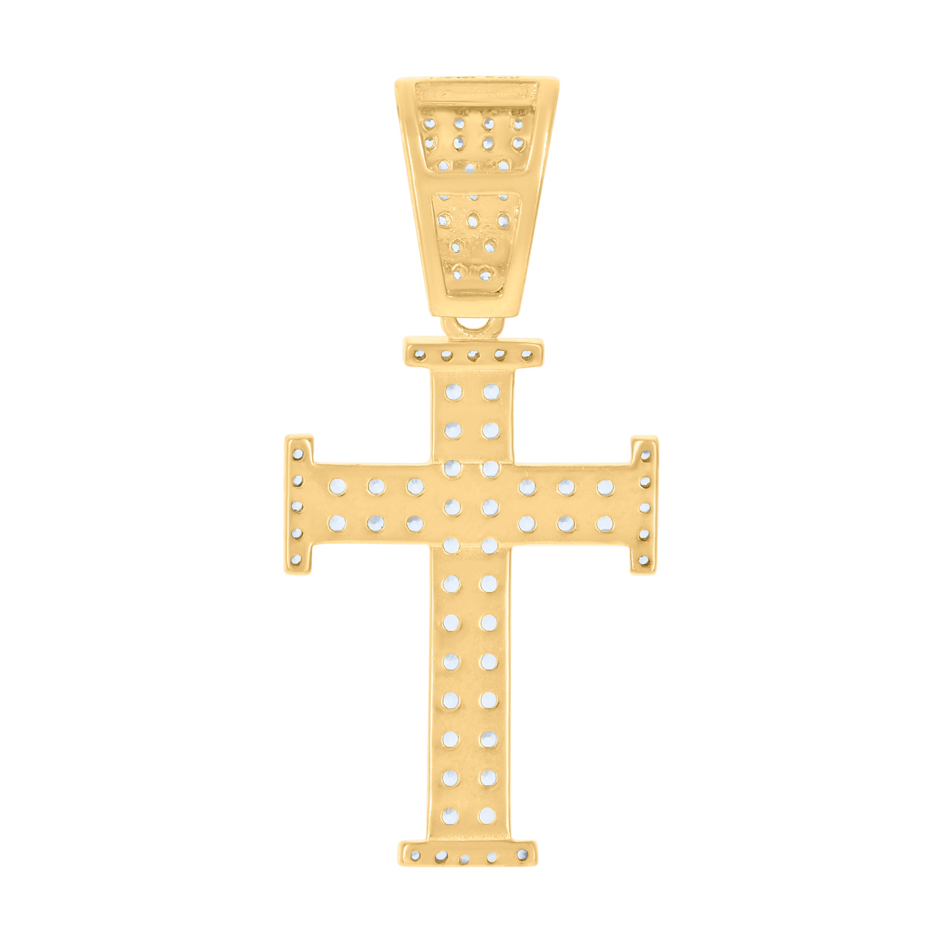 925 Sterling Silver Yellow-Tone Mens Cubic-Zirconia Cross Religious Charm Pendant