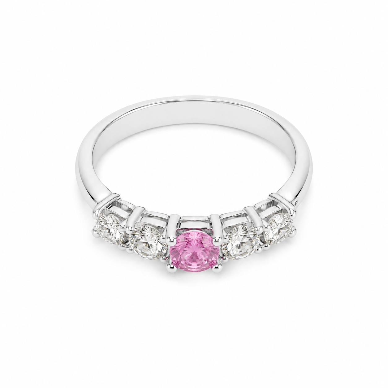 14KT White Gold 1.25 CTW 0.10 STW Pink Tourmaline Diamond Ring [K39H]