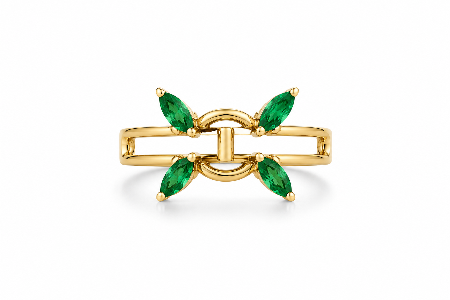 14KT Yellow Gold 0.25 STW Emerald Ring Guard [A3B8 - K14H]K