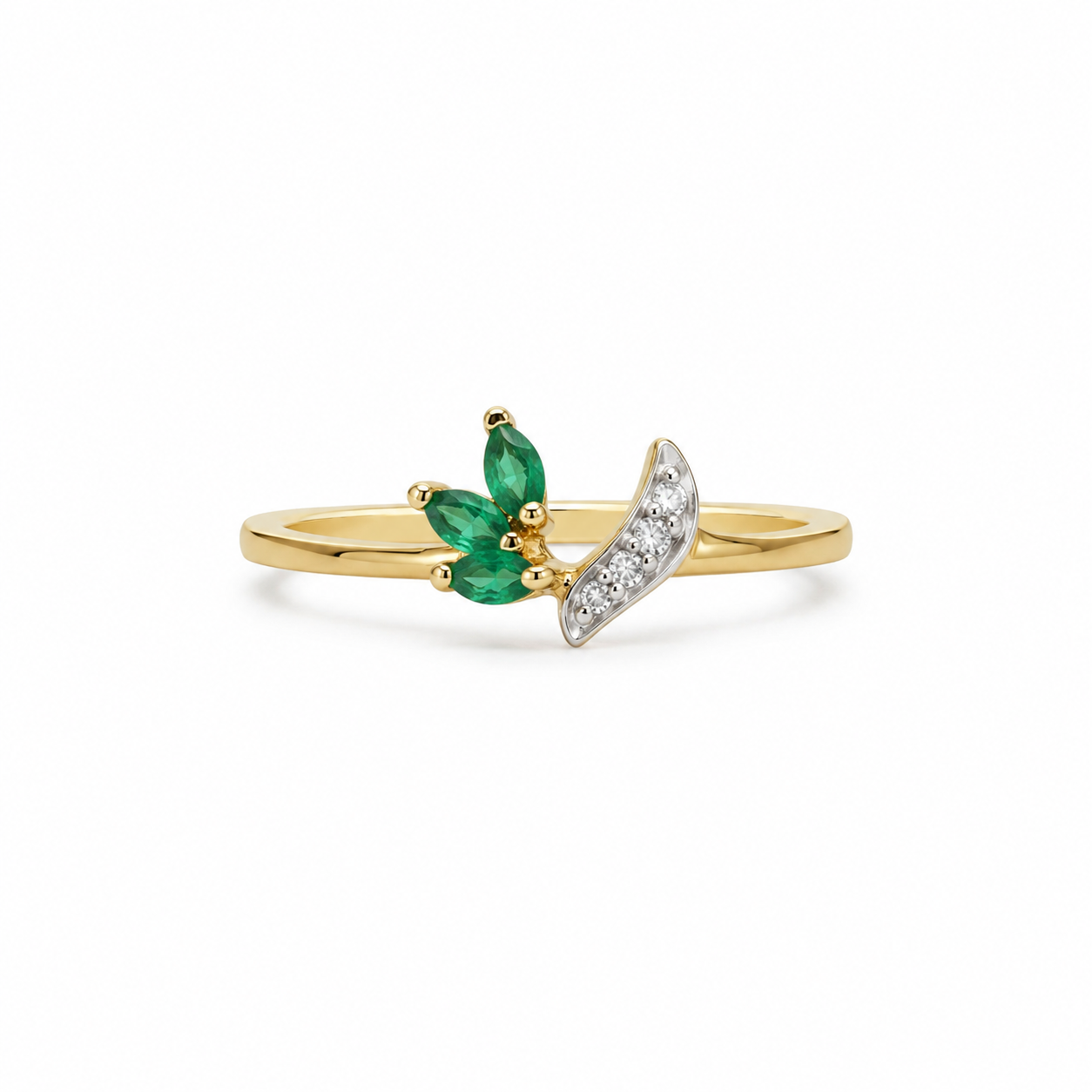14KT Yellow Gold 0.02 CTW 0.18 STW Emerald Diamond Enhancer [K7H50]