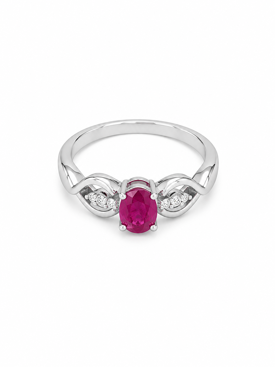 14KT White Gold 0.06 CTW 1.00 STW Ruby Diamond Ring [K1T]