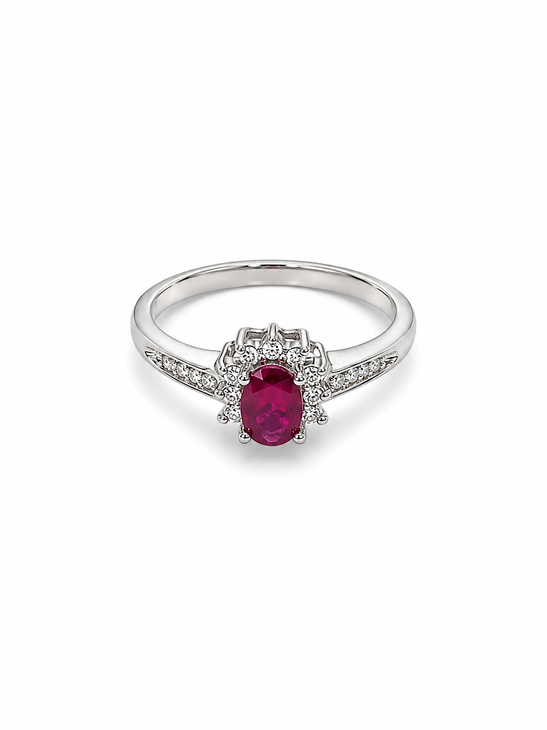 10KT White Gold 0.25 CTW 1.00 STW Ruby Diamond Ring [K2T]