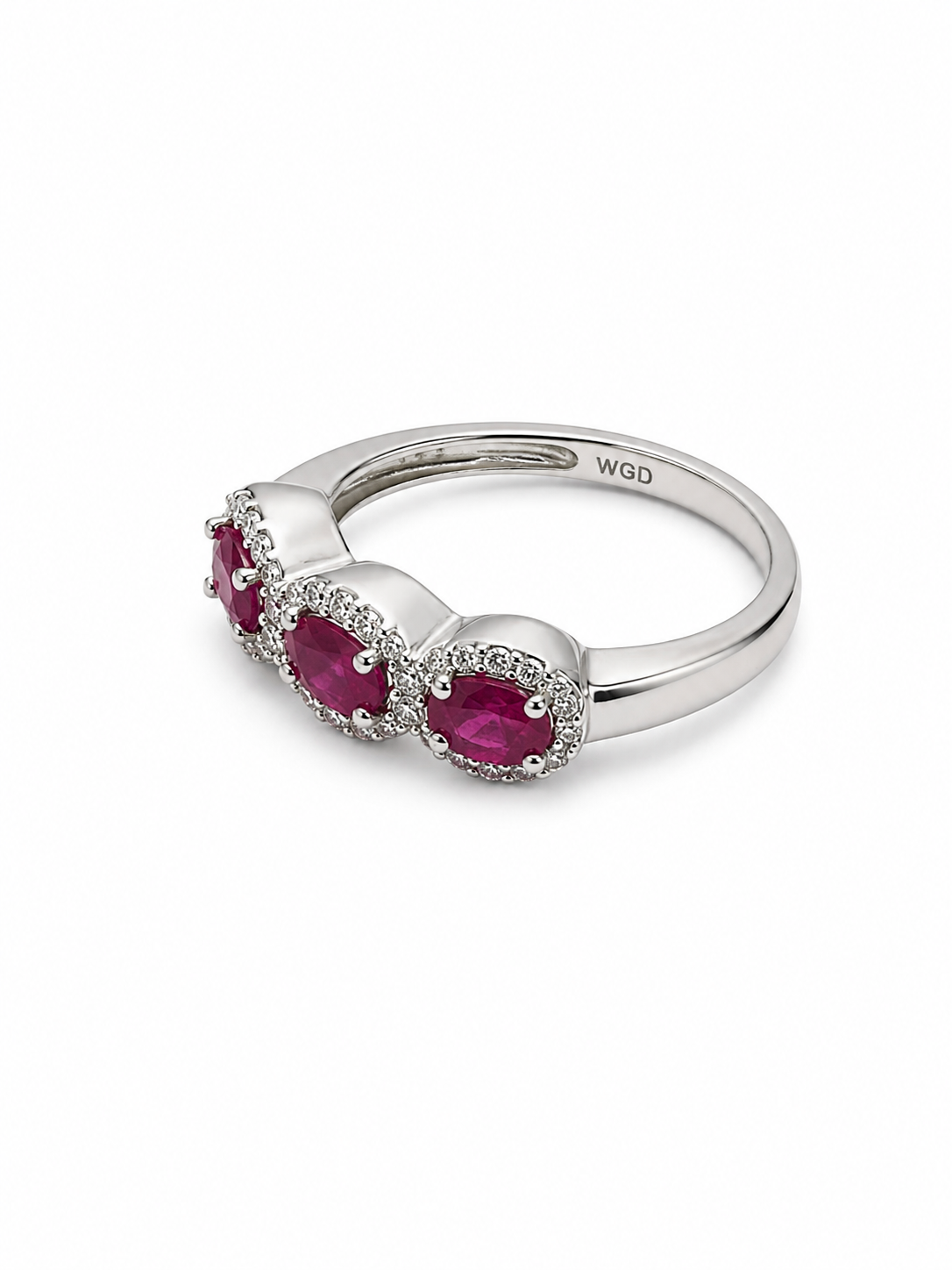 10KT White Gold 0.21 CTW 0.96 STW Ruby Diamond Ring [K11H]