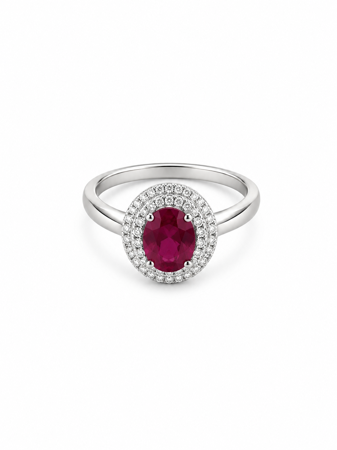 14KT White Gold 0.28 CTW 2.50 STW Ruby Diamond Ring [K25H]