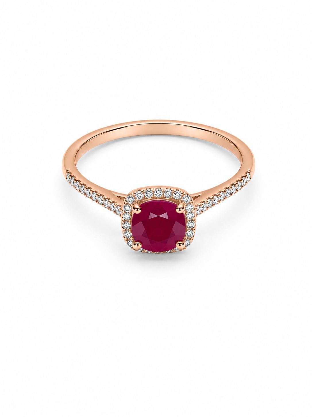 10KT Rose Gold 0.20 CTW 1.30 STw Ruby Diamond Ring [K13H]