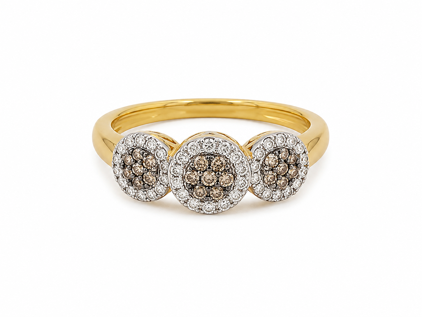 10KT Yellow Gold 0.52 CTW White And Chocolate Diamond Ring [K22H]