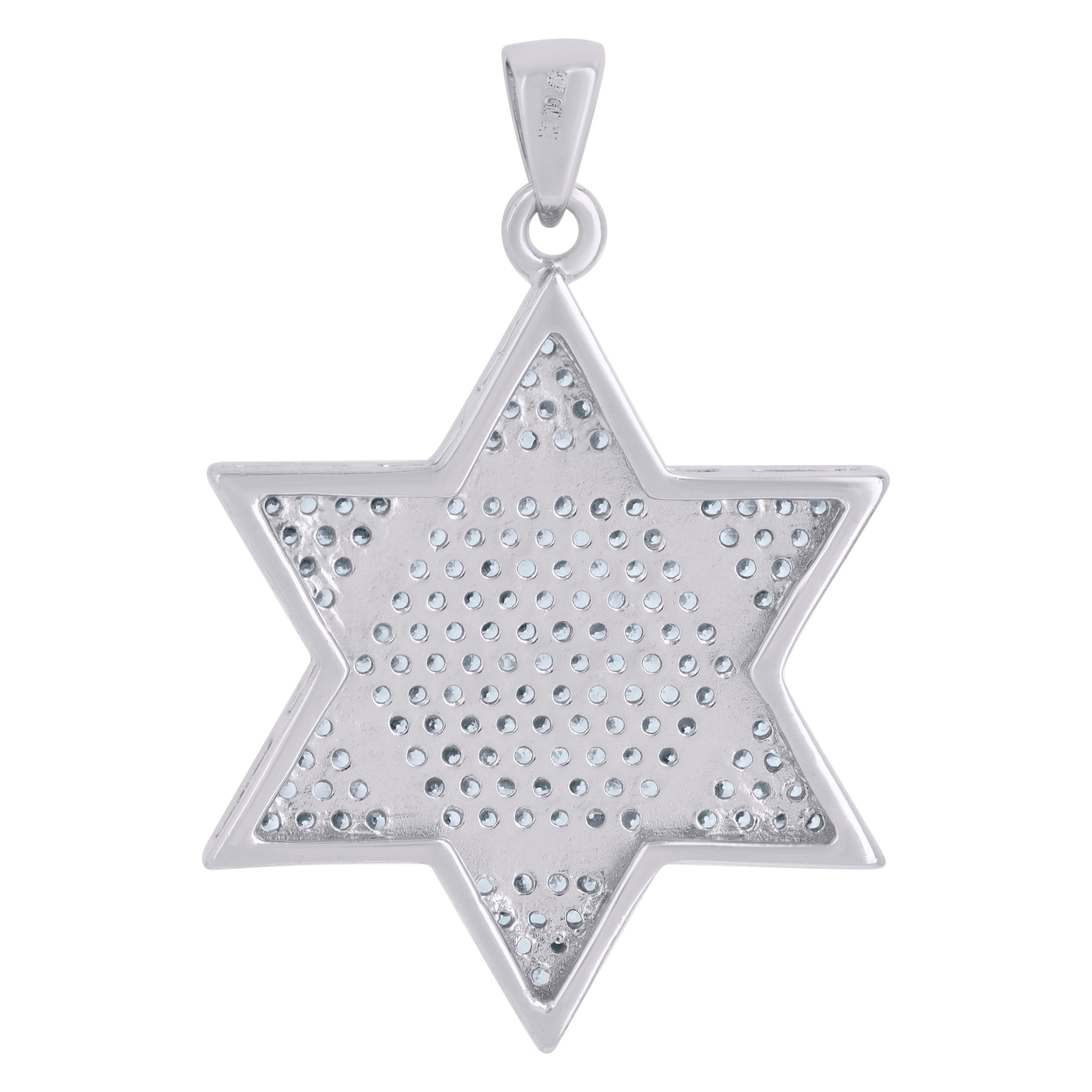 925 Sterling Silver Men Cubic-Zirconia Star Of David Religious Symbol Charm Pendant