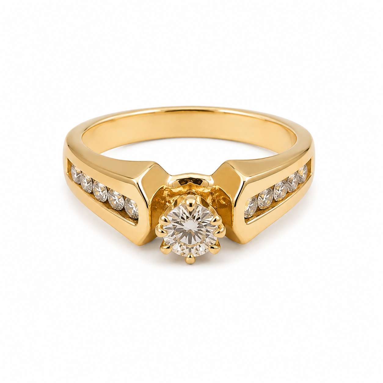 14KT Yellow Gold 0.33 CTW Round Solitaire Diamond Ring [K21H]