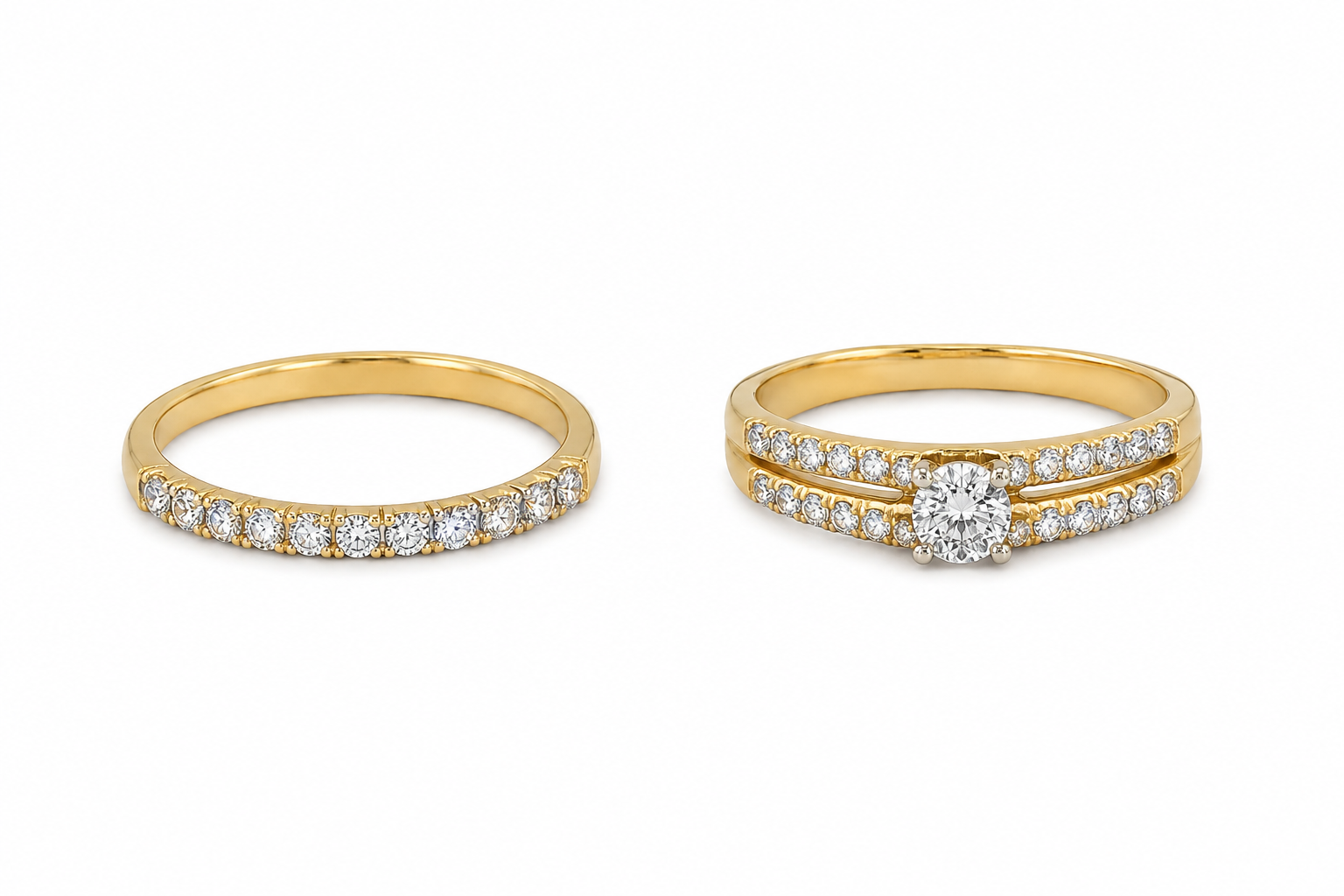14KT Yellow Gold 0.80 CTW Round Diamond Bridal Set Ring [K3T]