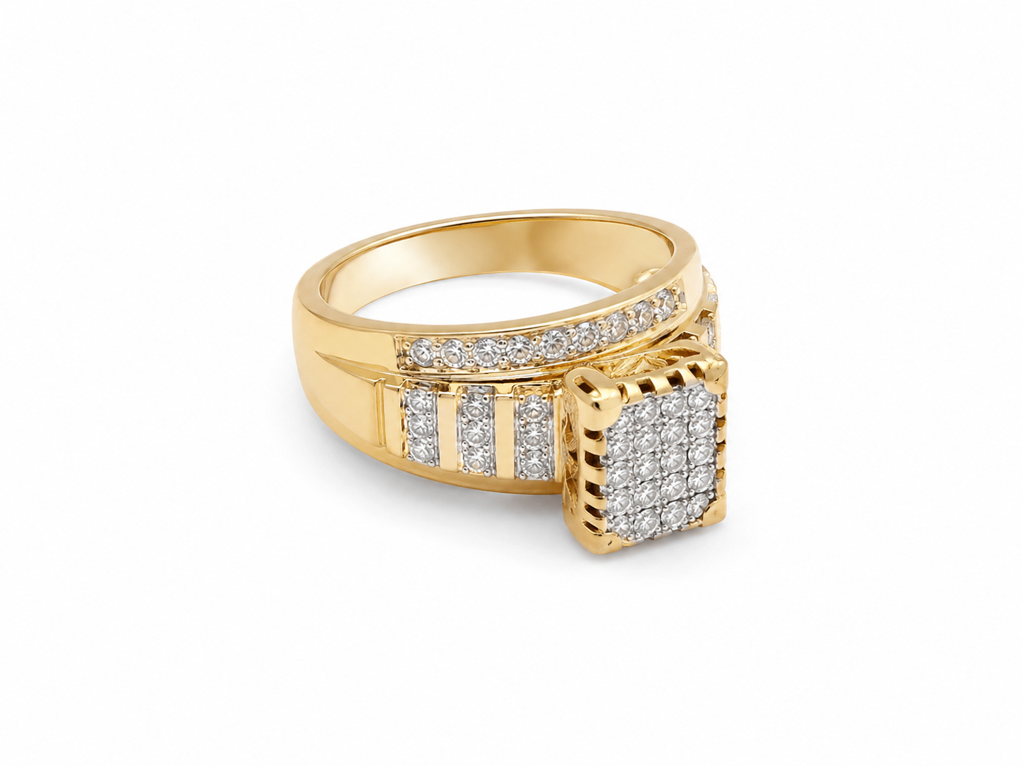 10KT Yellow Gold 1.00 CTW Princess, Round, Baguette Diamond ring [K19H]