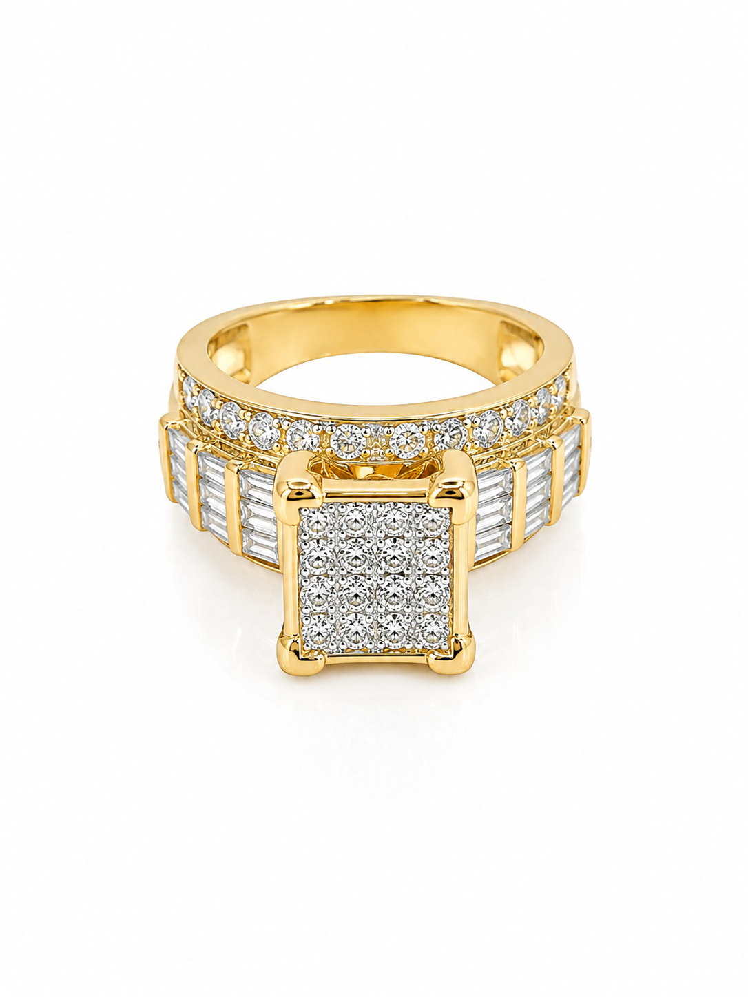 10KT Yellow Gold 2.00 CTW Princess, Round, Baguette Diamond Ring [K4T]