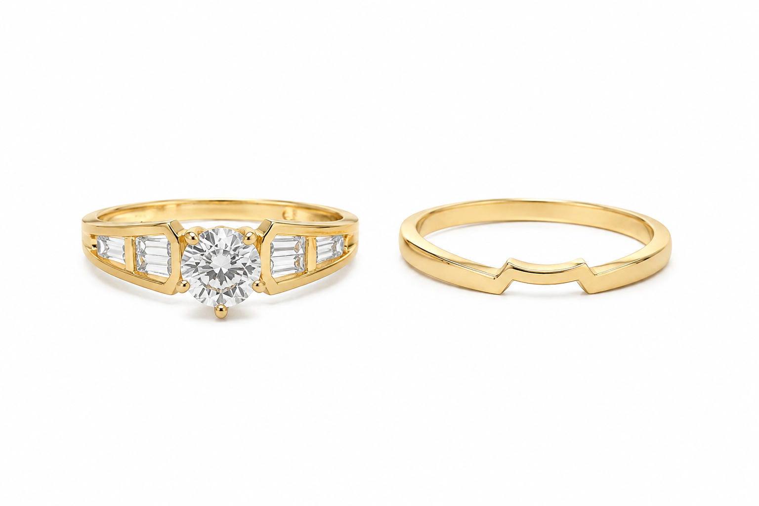 14KT Yellow Gold 0.40 CTW Marquise, Baguette Diamond Bridal Ring [K2T]