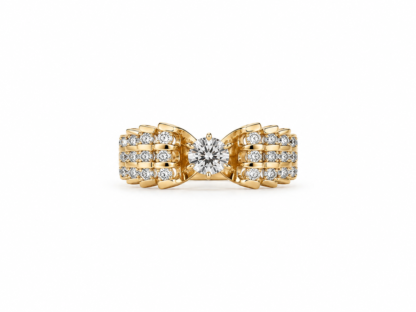 14KT Yellow Gold 1.00 CTW Round Diamond Engagement Ring [K33H]
