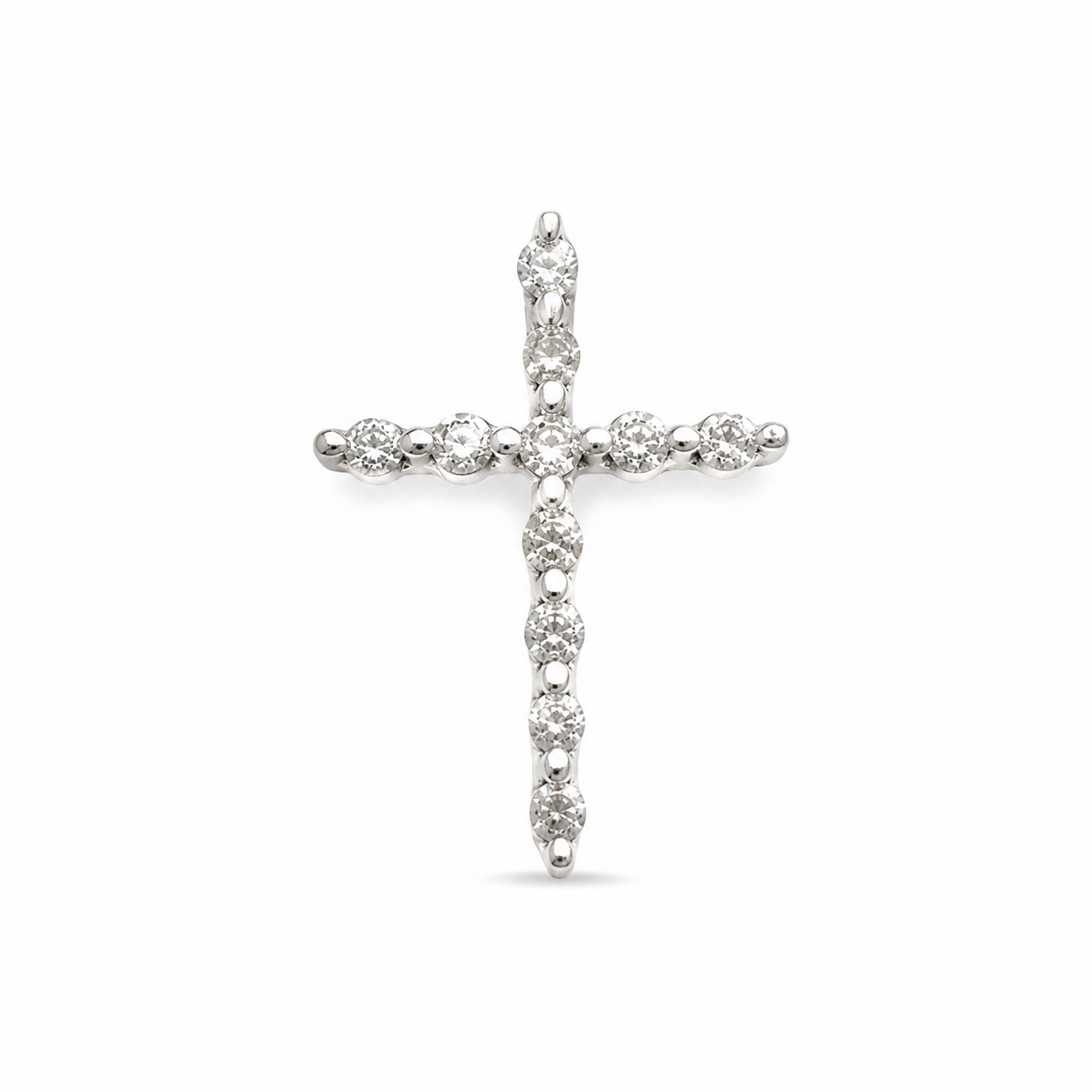 10KT White Gold 0.06 CTW Diamond Cross Pendant [K2H50]