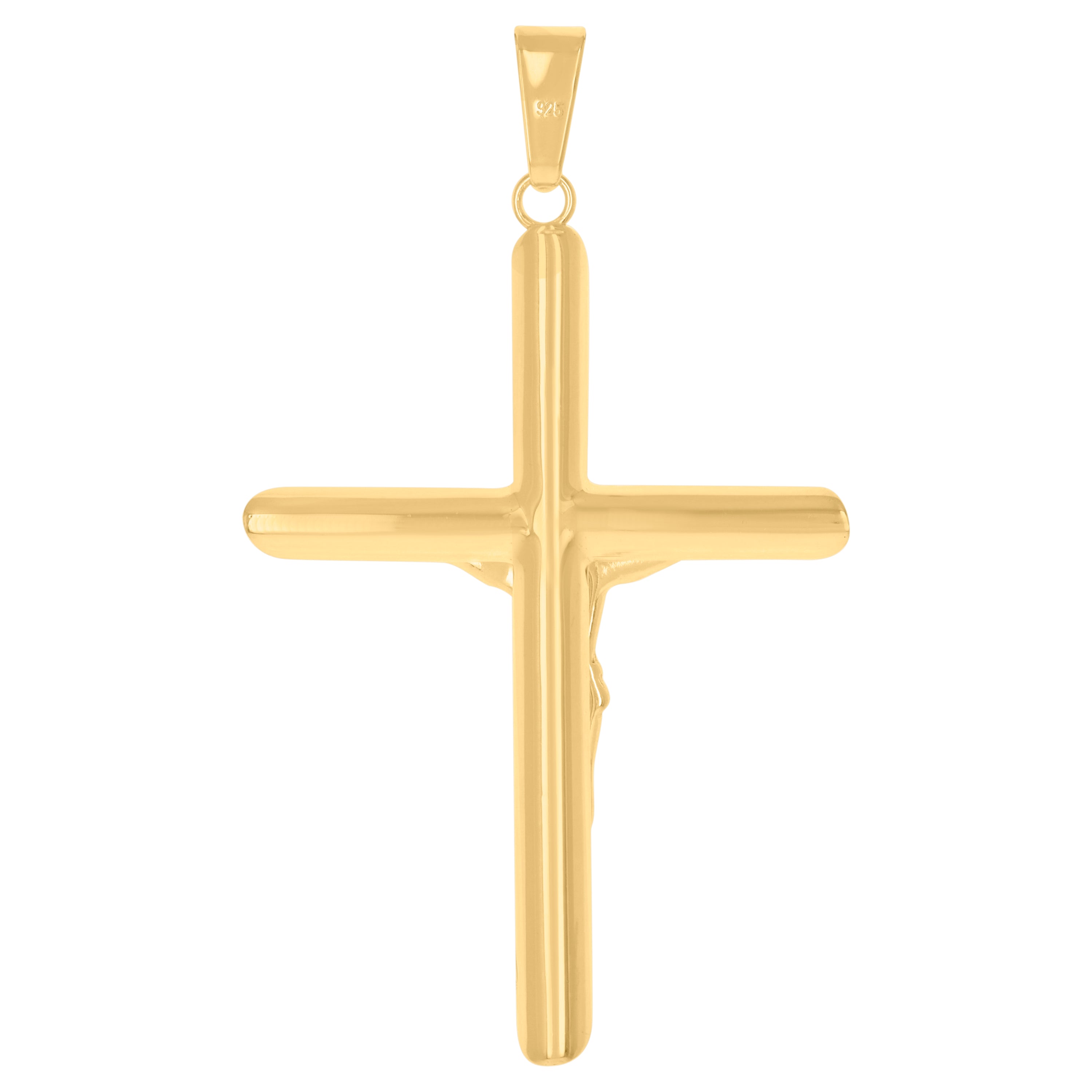 925 Sterling Silver Mens Yellow-Tone Crucifix Religious Charm Pendant