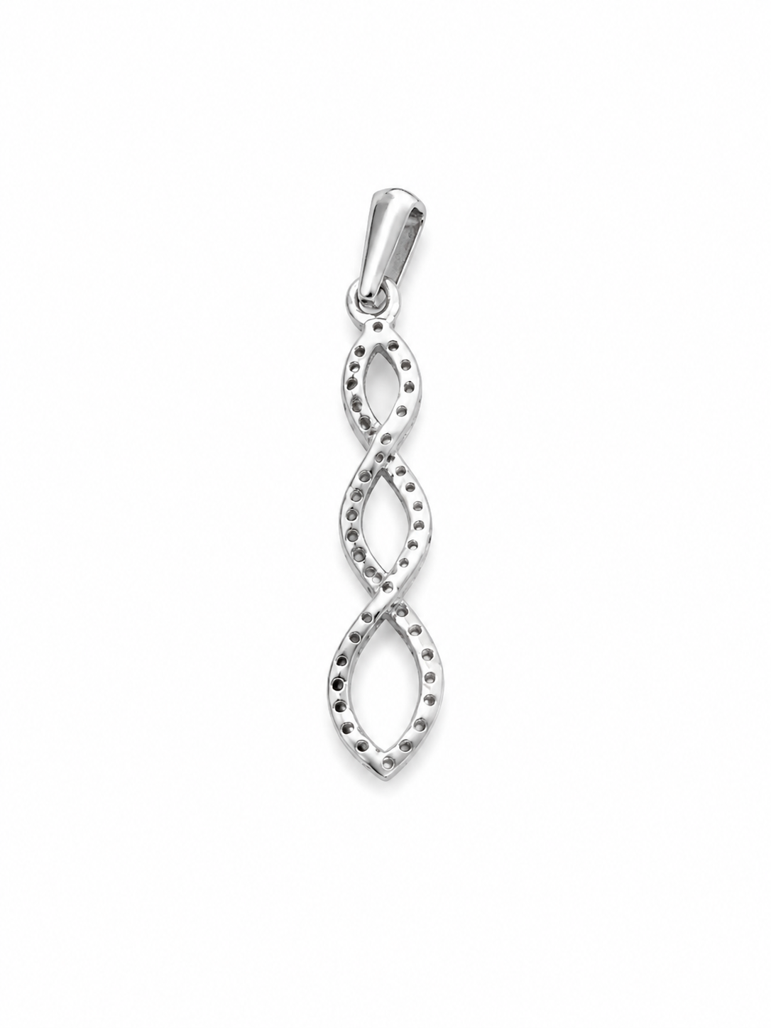 10KT White Gold 0.12 CTW Twisted Journey Diamond Pendant [K4H]