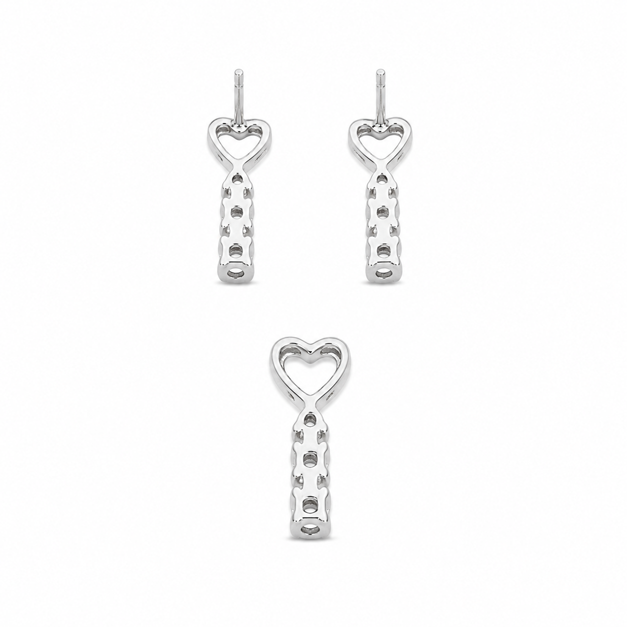 10KT White Gold 0.35 CTW Heart Diamond Journey Set [K12H]