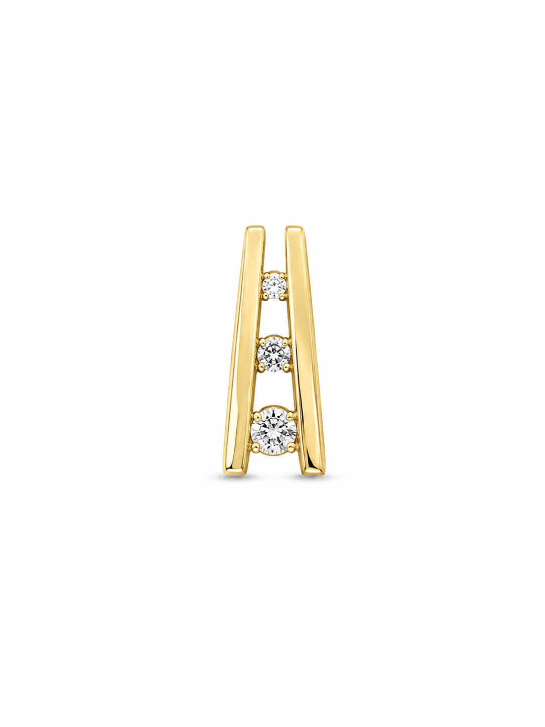 14KT Yellow Gold 0.10 CTW 3 Round Diamond Pendant [K4H50]