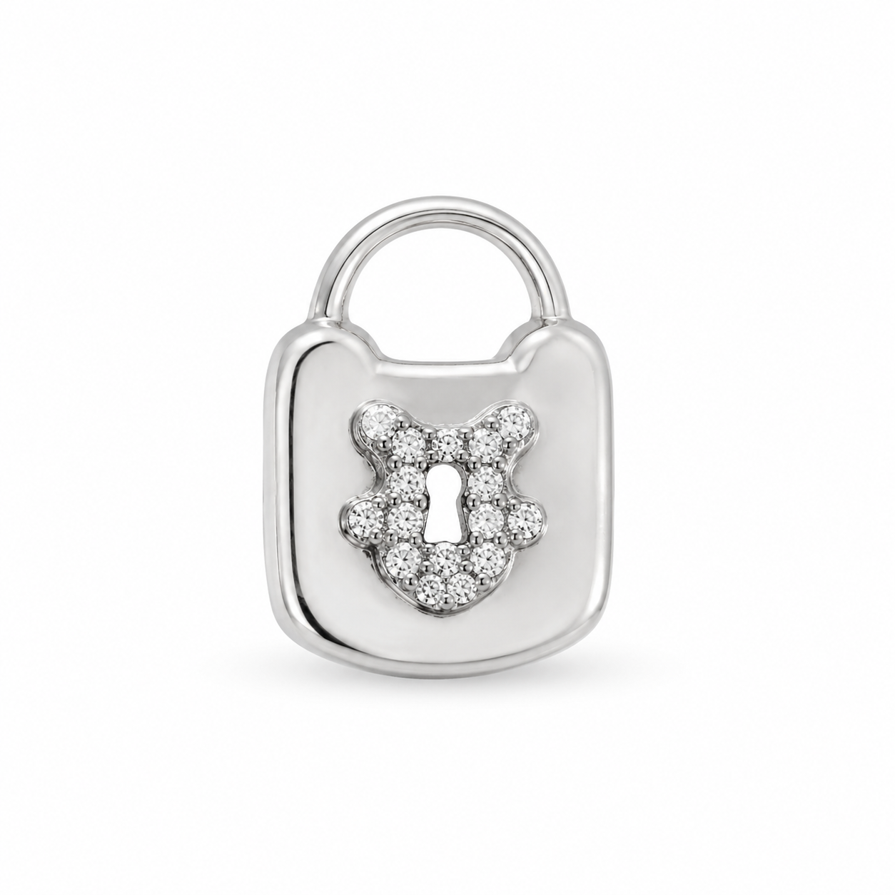 18KT White Gold 0.25 CTW Lock Diamond Pendant [K2T]