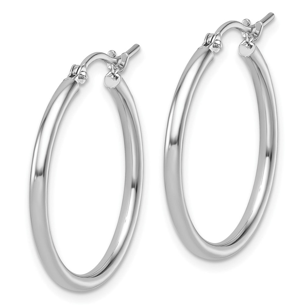 14K White Gold 2X25Mm Polished Hoop Earrings