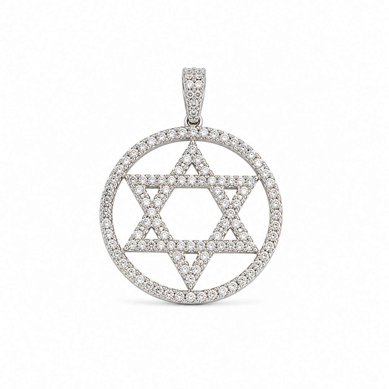 14KT White Gold  0.42 CTW Star of David Diamond Pendant [K16H]