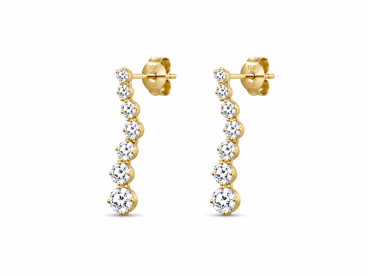 10KT Yellow Gold 0.25 CTW Graduated Journey Diamond Earrings [K6H50]