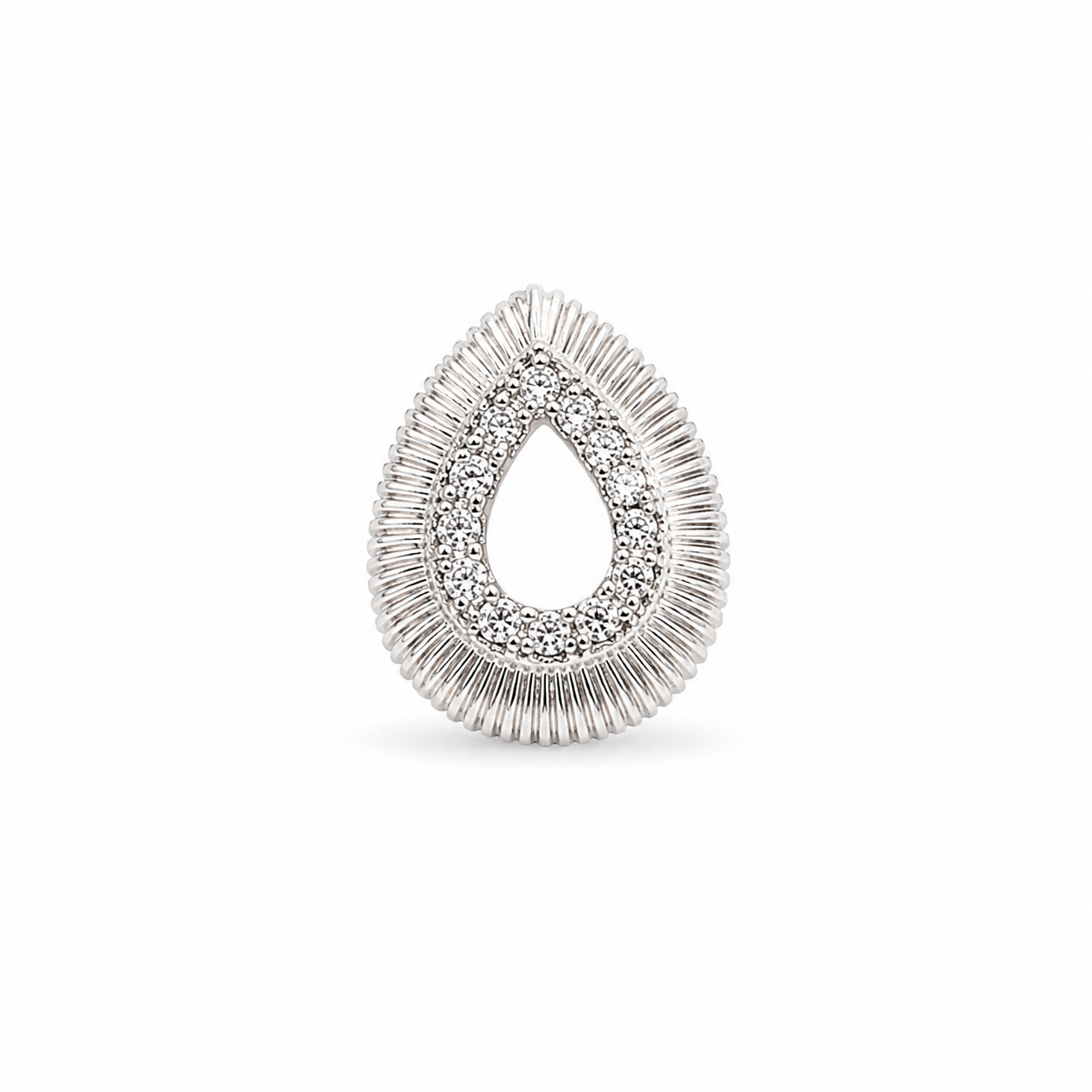 10KT White Gold 0.12 CTW Teardrop Diamond Pendant [K4H50]
